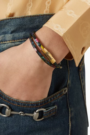 Gucci Script Double Bracelet in Leather