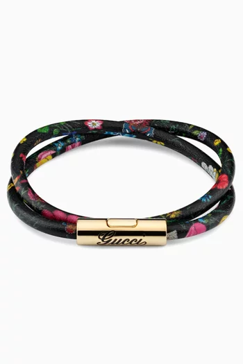 Gucci Script Double Bracelet in Leather
