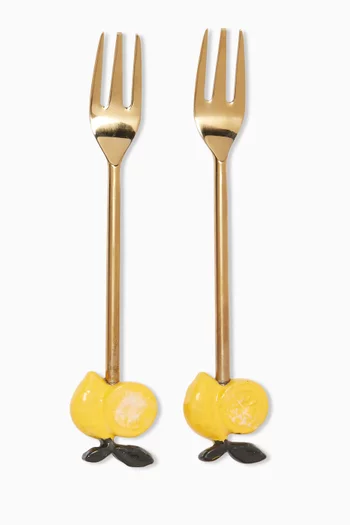 Small Lemon Dessert Forks, Set of 2