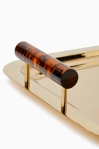 Resin-handle Tray in Brass