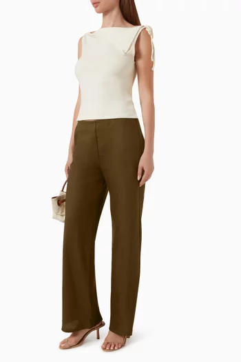 Gale Mid Rise Pants in Linen