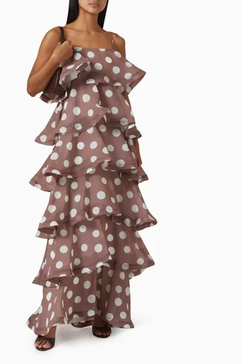 Sola Polka-dot Tiered Maxi Dress
