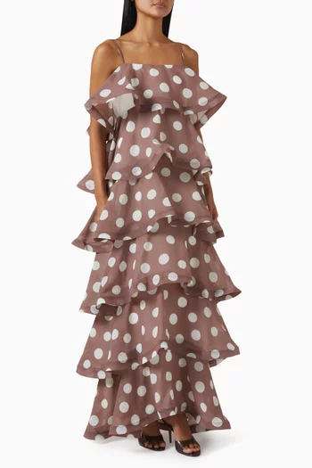 Sola Polka-dot Tiered Maxi Dress