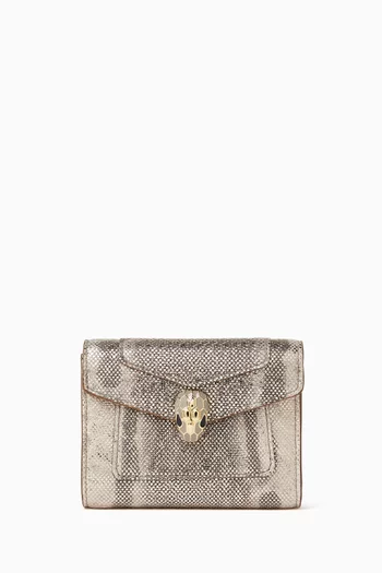 Serpenti Forever Trifold Wallet in Karung Leather