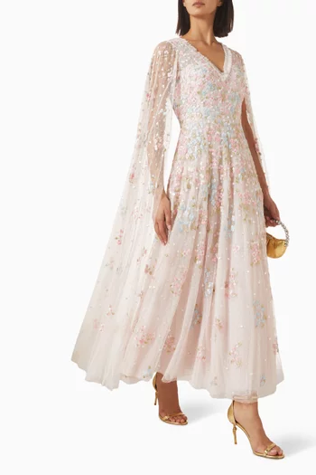 Versailles Ditsy Cape Gown in Tulle