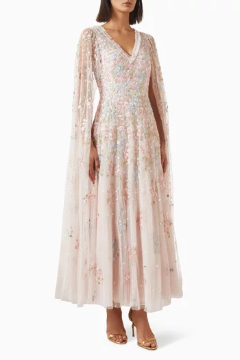 Versailles Ditsy Cape Gown in Tulle
