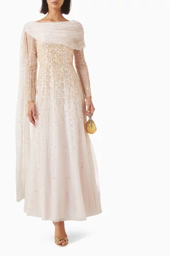 Moonlight Sequin Draped Gown
