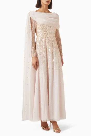 Moonlight Sequin Draped Gown