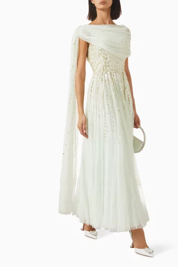 Moonlight Sequin Draped Gown