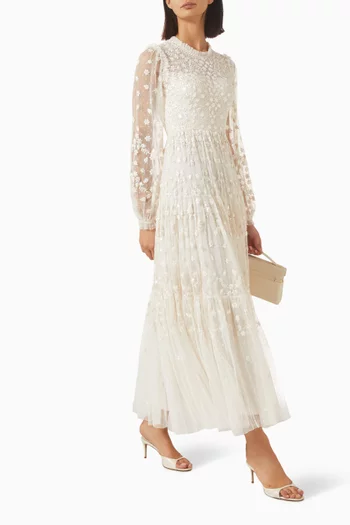 Clover Embroidered Gown in Tulle