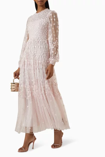 Clover Embroidered Gown in Tulle