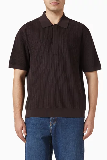 Textured-panel Polo Shirt in Cotton