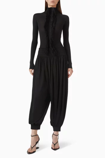 Draped Harem Pants in Wool-blend