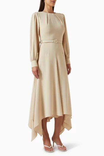 Asymmetric Belted Dress