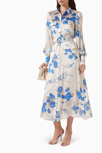 Floral-print Belted Dress