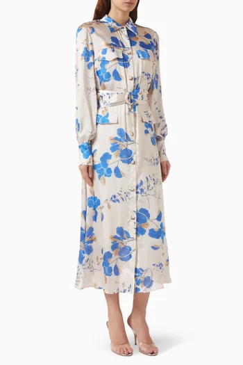Floral-print Belted Dress