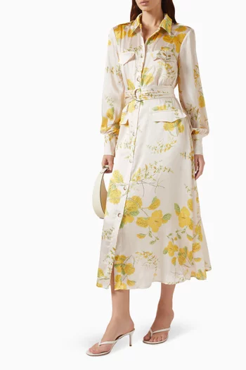 Floral-print Belted Dress