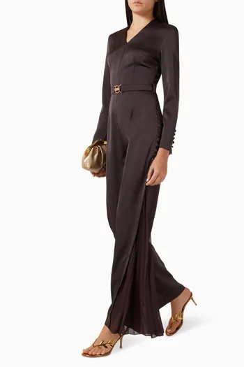 Wide-leg Pleated Jumpsuit