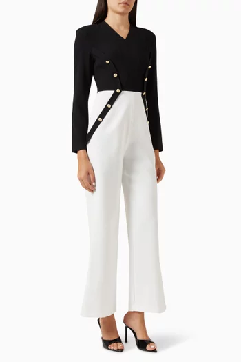 Cowl-neck Button Jumpsuit
