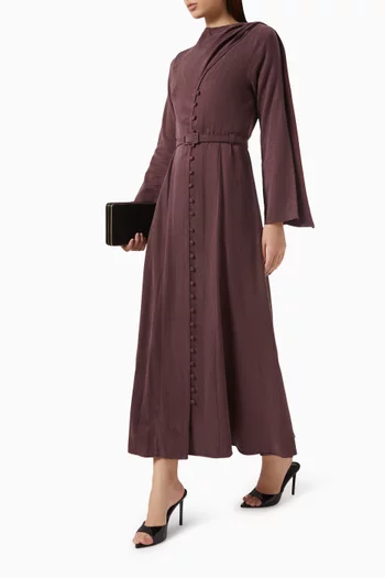 Draped Midi Dress in Stone-washed Silk