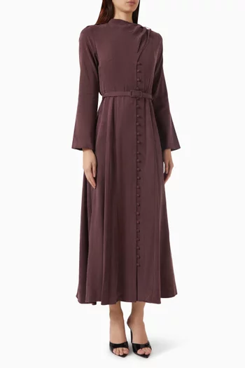 Draped Midi Dress in Stone-washed Silk