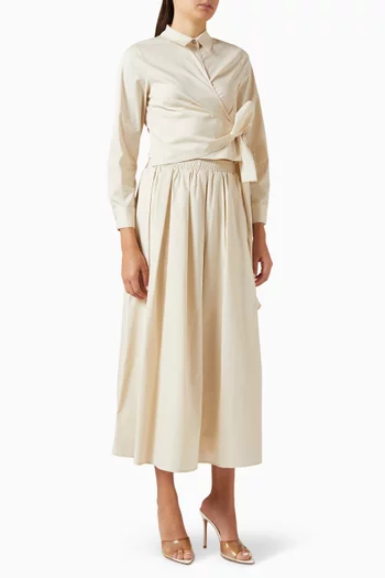 Draped Tie-up Co-ord Set in Cotton