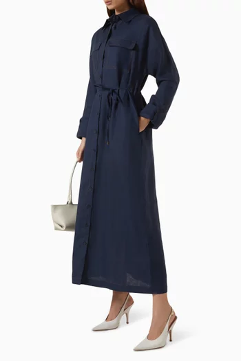Shirt Midi Dress in Linen