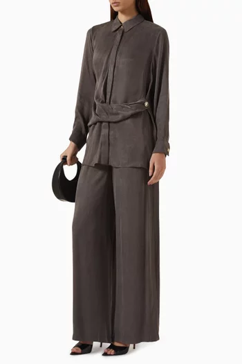 Draped Co-ord Set in Stone-washed Silk