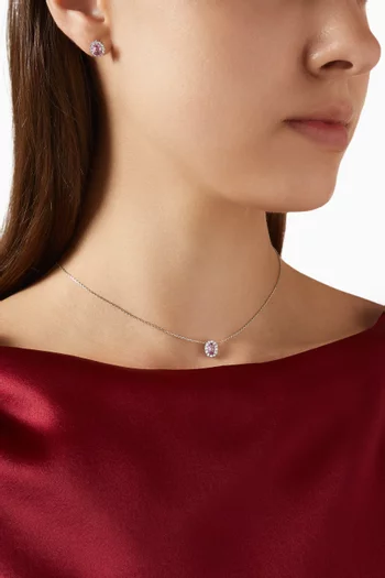 1735 Mini Oval Pink Sapphire & Diamond Necklace in Platinum