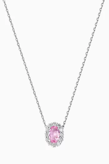 1735 Mini Oval Pink Sapphire & Diamond Necklace in Platinum