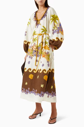 Island Cove Midi Dress in Linen