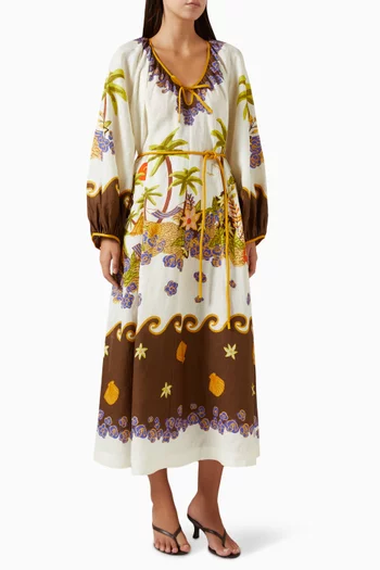 Island Cove Midi Dress in Linen