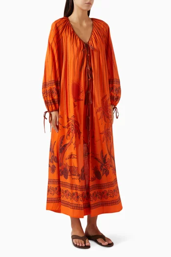 Boathouse Tie-front Midi Dress in Cotton