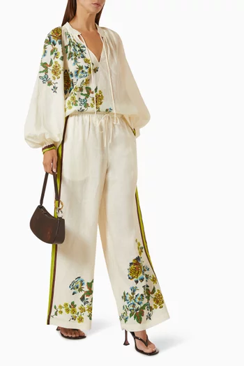 Phyllis Floral Top in Ramie