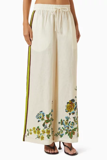 Phyllis Floral Pants in Linen