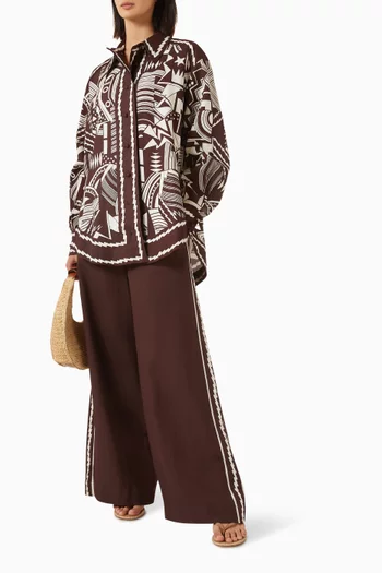 Lori Wide-leg Pants in Linen-blend