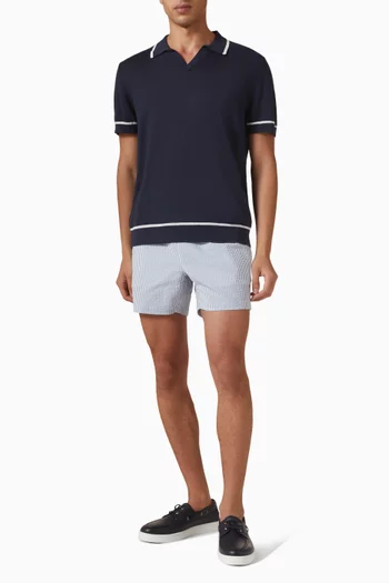 Charles 5" Swim Shorts in Classic Seersucker