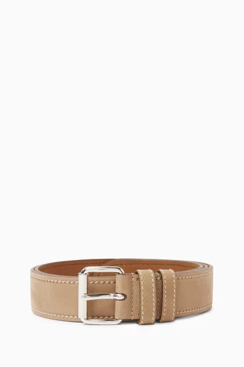 Logo Belt in Nubuck Leather