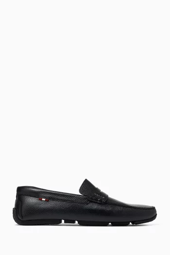 Pavlos-U Driving Loafers in Grained Leather