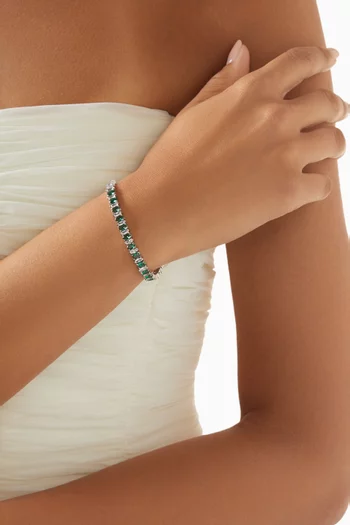 Oval Baguette Flexi Tennis Bracelet in Rhodium-plated Brass