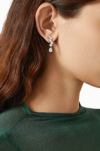Scatter Drop Earrings in Rhodium-plated Brass