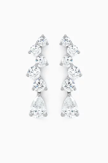Scatter Drop Earrings in Rhodium-plated Brass