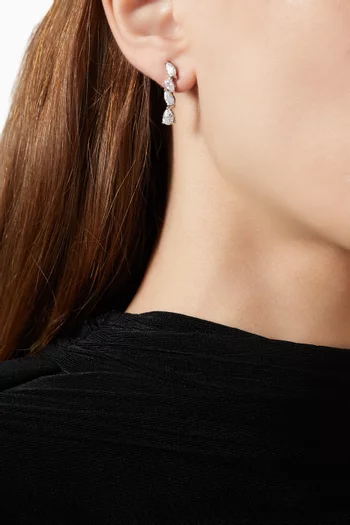 Marquis Pear Drop Earrings in Rhodium-plated Brass