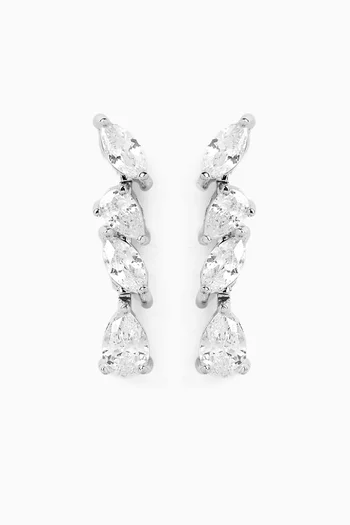 Marquis Pear Drop Earrings in Rhodium-plated Brass