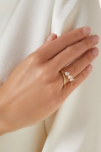 Triple Slant Pear CZ Ring in Gold-plated Brass