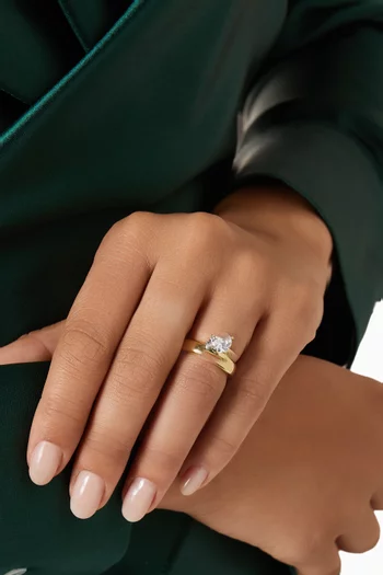 Round CZ Band Ring in Rhodium-plated Brass