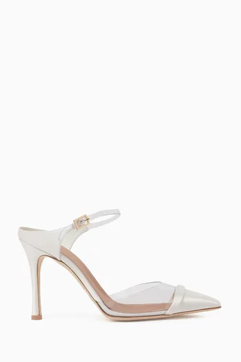 Uma 90 Mules in Satin & PVC