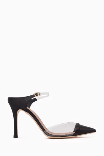 Uma 90 Mules in Satin & PVC