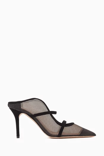 Maureen 85 Mules in Stocking Mesh