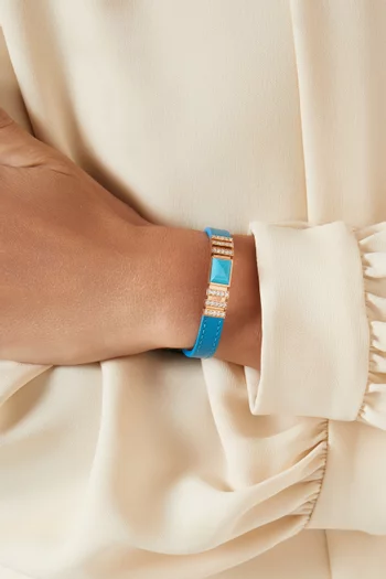 Unii Turquoise & Diamond Strap Bracelet in 18kt Rose Gold & Leather